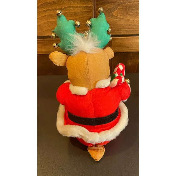 Christmas Santa Reindeer Plush Candy Cane & Bells Nylon‎ Stuffed Animal - Picture 3 of 8